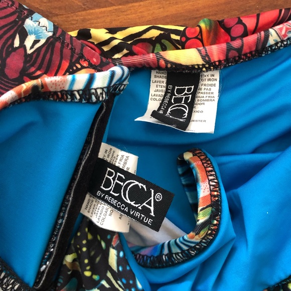 BECCA Rebecca Virtue M Bohemian Boho Butterfly Halter SWIMSUIT Tankini & Skirt - Picture 11 of 12